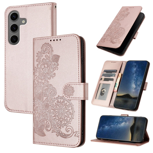 For Samsung Galaxy S25+ 5G Datura Flower Embossed Flip Leather Phone Case(Rose Gold) - Galaxy S25+ 5G Cases by PMC Jewellery | Online Shopping South Africa | PMC Jewellery | Buy Now Pay Later Mobicred