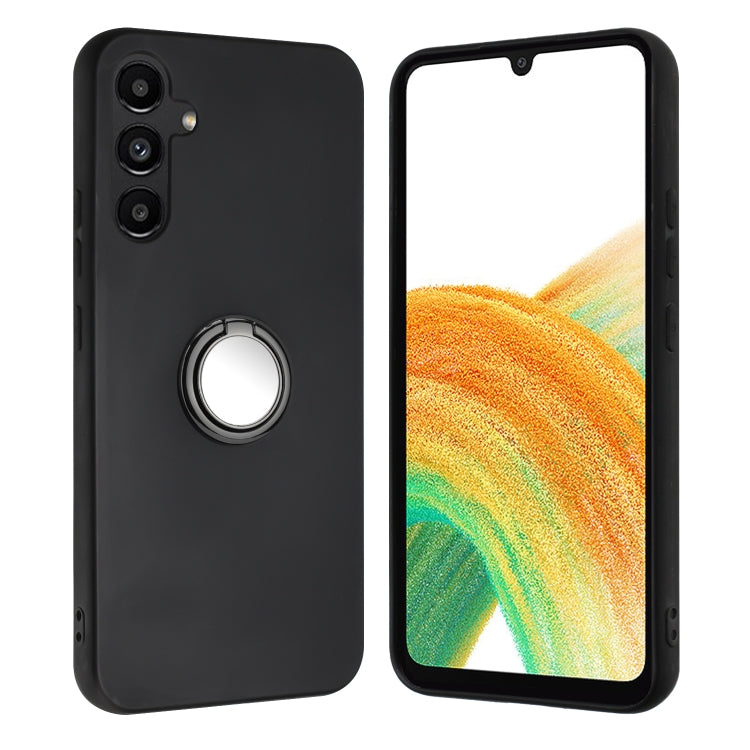 For Samsung Galaxy S25 5G Matte Ring Holder TPU Phone Case(Black) - Galaxy S25 5G Cases by PMC Jewellery | Online Shopping South Africa | PMC Jewellery | Buy Now Pay Later Mobicred