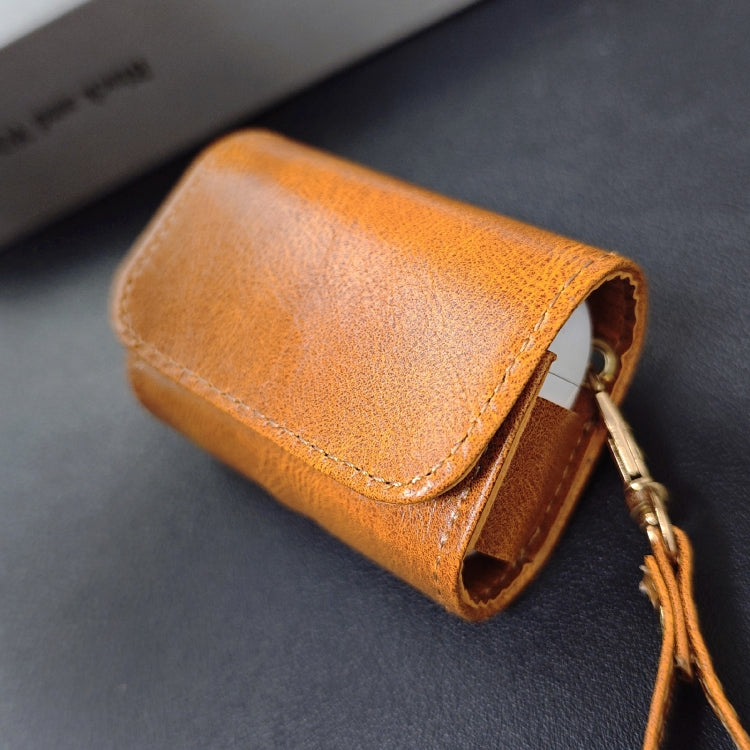 For AirPods 3 Cowhide Texture PU Headset Shockproof Case(Brown) - For AirPods 3 by PMC Jewellery | Online Shopping South Africa | PMC Jewellery | Buy Now Pay Later Mobicred