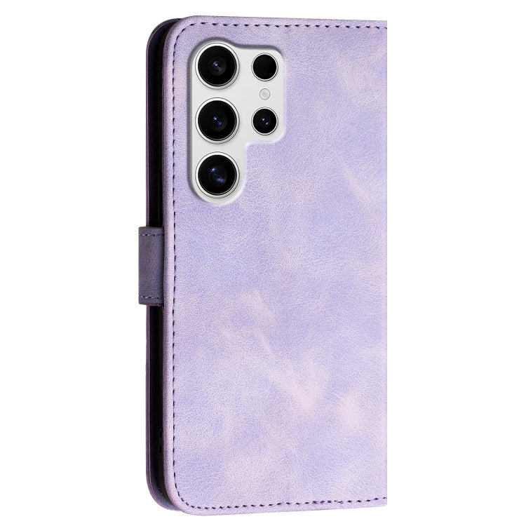 For Samsung Galaxy S25 Ultra 5G YX0080 Grid Butterfly Embossed Pattern Flip Leather Phone Case with Lanyard(Light Purple) - Galaxy S25 Ultra 5G Cases by PMC Jewellery | Online Shopping South Africa | PMC Jewellery | Buy Now Pay Later Mobicred