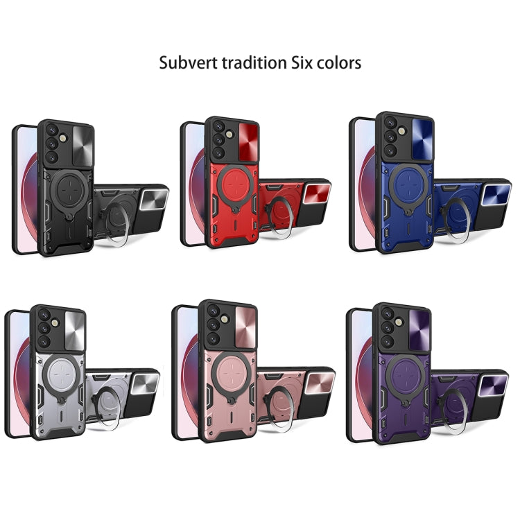 For Samsung Galaxy S25+ 5G CD Texture Sliding Camshield Magnetic Holder Phone Case(Purple) - Galaxy S25+ 5G Cases by PMC Jewellery | Online Shopping South Africa | PMC Jewellery | Buy Now Pay Later Mobicred