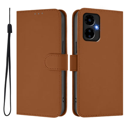 For Boost MobIle Celero 5G 2024 / 3 5G Skin Feel Solid Color Leather Phone Case with Lanyard(Brown) - More Brand by PMC Jewellery | Online Shopping South Africa | PMC Jewellery | Buy Now Pay Later Mobicred