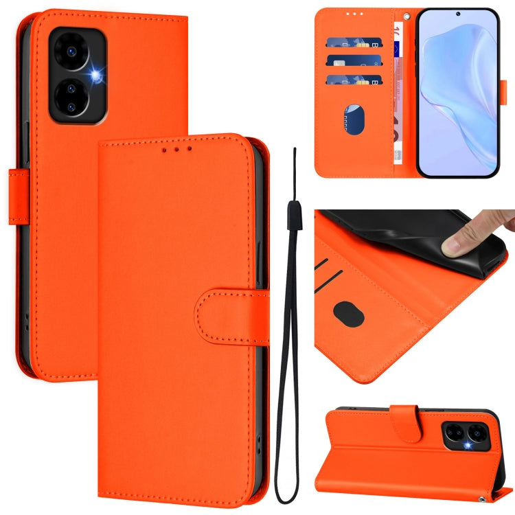 For Boost MobIle Celero 5G 2024 / 3 5G Skin Feel Solid Color Leather Phone Case with Lanyard(Orange) - More Brand by PMC Jewellery | Online Shopping South Africa | PMC Jewellery | Buy Now Pay Later Mobicred