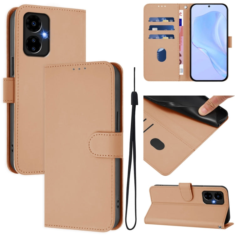 For Boost MobIle Celero 5G 2024 / 3 5G Skin Feel Solid Color Leather Phone Case with Lanyard(Nude) - More Brand by PMC Jewellery | Online Shopping South Africa | PMC Jewellery | Buy Now Pay Later Mobicred