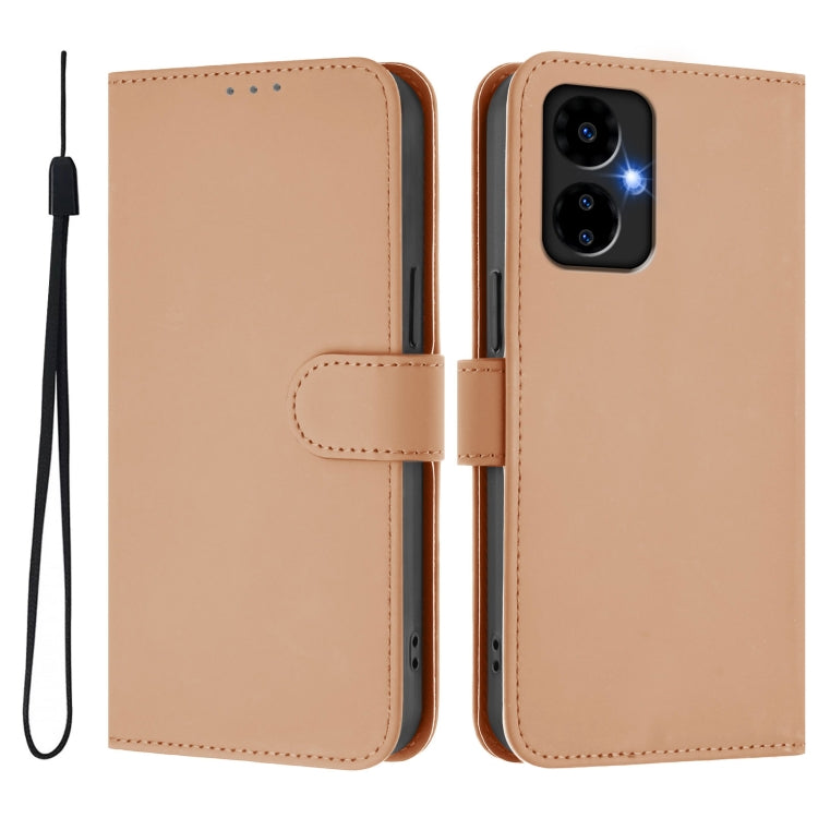 For Boost MobIle Celero 5G 2024 / 3 5G Skin Feel Solid Color Leather Phone Case with Lanyard(Nude) - More Brand by PMC Jewellery | Online Shopping South Africa | PMC Jewellery | Buy Now Pay Later Mobicred