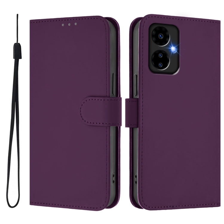 For Boost MobIle Celero 5G 2024 / 3 5G Skin Feel Solid Color Leather Phone Case with Lanyard(Violet) - More Brand by PMC Jewellery | Online Shopping South Africa | PMC Jewellery | Buy Now Pay Later Mobicred