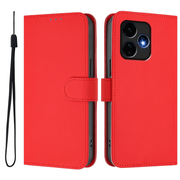 For Boost MobIle Celero 5G+ 2024 / 3+ 5G Skin Feel Solid Color Leather Phone Case with Lanyard(Red) - More Brand by PMC Jewellery | Online Shopping South Africa | PMC Jewellery | Buy Now Pay Later Mobicred