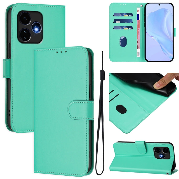 For Boost MobIle Celero 5G+ 2024 / 3+ 5G Skin Feel Solid Color Leather Phone Case with Lanyard(Green) - More Brand by PMC Jewellery | Online Shopping South Africa | PMC Jewellery | Buy Now Pay Later Mobicred