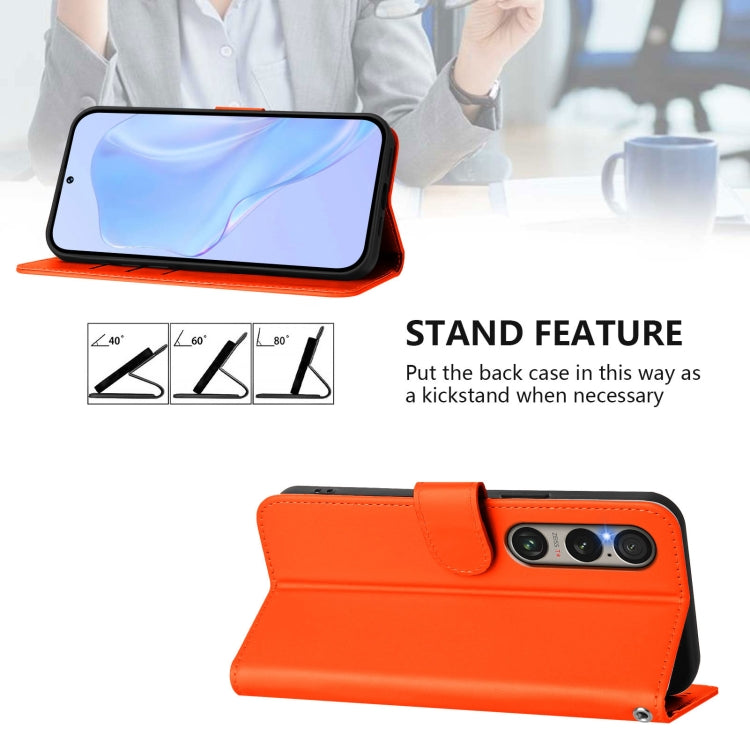 For Sony Xperia 1 VI 2024 Skin Feel Solid Color Leather Phone Case with Lanyard(Orange) - Sony Cases by PMC Jewellery | Online Shopping South Africa | PMC Jewellery | Buy Now Pay Later Mobicred