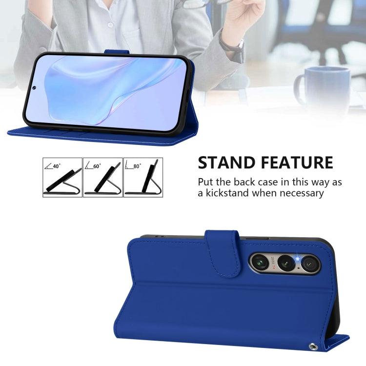 For Sony Xperia 1 VI 2024 Skin Feel Solid Color Leather Phone Case with Lanyard(Dark Blue) - Sony Cases by PMC Jewellery | Online Shopping South Africa | PMC Jewellery | Buy Now Pay Later Mobicred