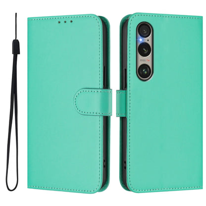 For Sony Xperia 1 VI 2024 Skin Feel Solid Color Leather Phone Case with Lanyard(Green) - Sony Cases by PMC Jewellery | Online Shopping South Africa | PMC Jewellery | Buy Now Pay Later Mobicred