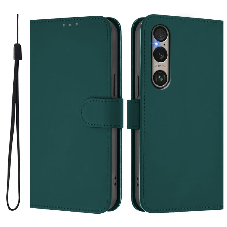 For Sony Xperia 1 VI 2024 Skin Feel Solid Color Leather Phone Case with Lanyard(Dark Green) - Sony Cases by PMC Jewellery | Online Shopping South Africa | PMC Jewellery | Buy Now Pay Later Mobicred