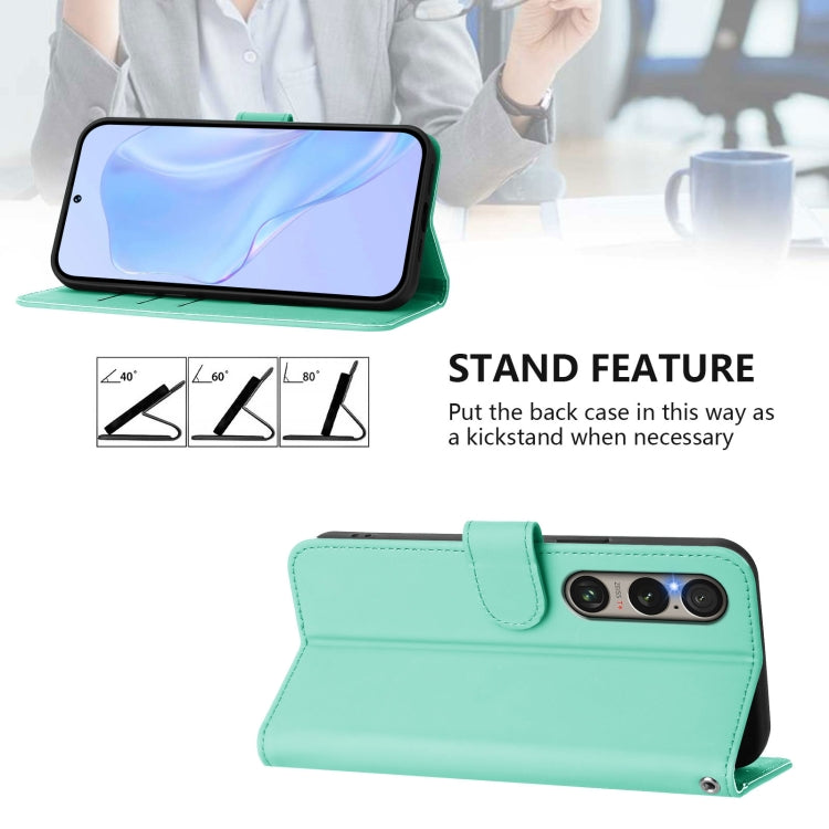 For Sony Xperia 1 VI 2024 Skin Feel Solid Color Leather Phone Case with Lanyard(Mint Green) - Sony Cases by PMC Jewellery | Online Shopping South Africa | PMC Jewellery | Buy Now Pay Later Mobicred