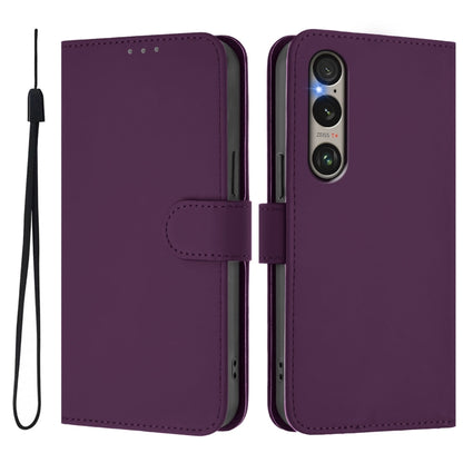 For Sony Xperia 1 VI 2024 Skin Feel Solid Color Leather Phone Case with Lanyard(Violet) - Sony Cases by PMC Jewellery | Online Shopping South Africa | PMC Jewellery | Buy Now Pay Later Mobicred