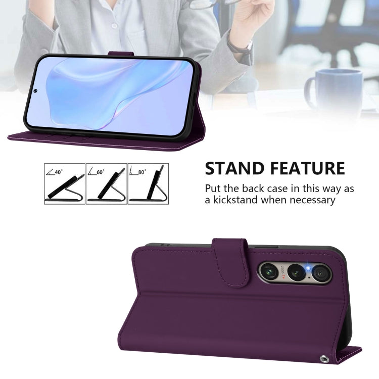 For Sony Xperia 1 VI 2024 Skin Feel Solid Color Leather Phone Case with Lanyard(Violet) - Sony Cases by PMC Jewellery | Online Shopping South Africa | PMC Jewellery | Buy Now Pay Later Mobicred