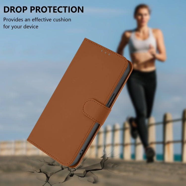 For Sony Xperia 5 VI 2024 Skin Feel Solid Color Leather Phone Case with Lanyard(Brown) - Sony Cases by PMC Jewellery | Online Shopping South Africa | PMC Jewellery | Buy Now Pay Later Mobicred