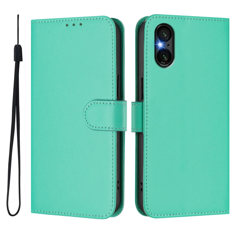 For Sony Xperia 5 VI 2024 Skin Feel Solid Color Leather Phone Case with Lanyard(Green) - Sony Cases by PMC Jewellery | Online Shopping South Africa | PMC Jewellery | Buy Now Pay Later Mobicred