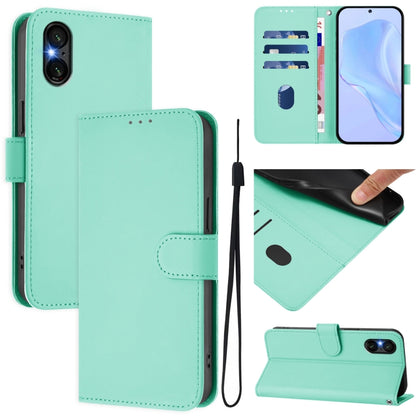 For Sony Xperia 5 VI 2024 Skin Feel Solid Color Leather Phone Case with Lanyard(Mint Green) - Sony Cases by PMC Jewellery | Online Shopping South Africa | PMC Jewellery | Buy Now Pay Later Mobicred