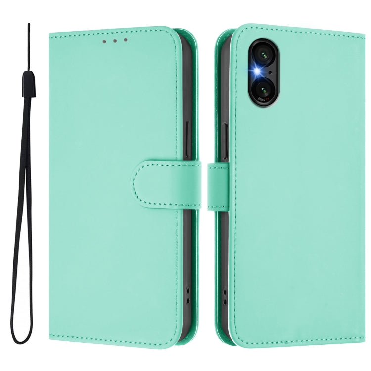 For Sony Xperia 5 VI 2024 Skin Feel Solid Color Leather Phone Case with Lanyard(Mint Green) - Sony Cases by PMC Jewellery | Online Shopping South Africa | PMC Jewellery | Buy Now Pay Later Mobicred