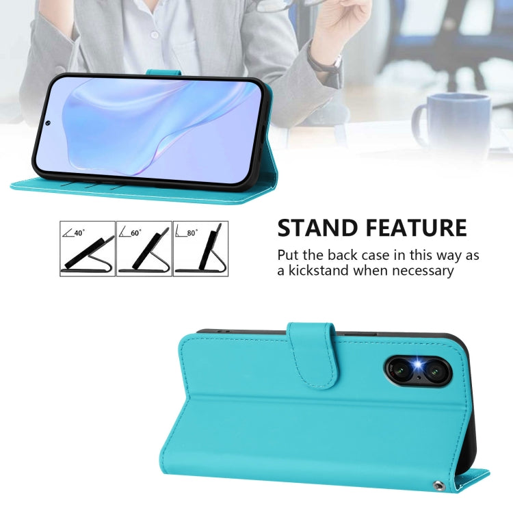 For Sony Xperia 5 VI 2024 Skin Feel Solid Color Leather Phone Case with Lanyard(Lake Blue) - Sony Cases by PMC Jewellery | Online Shopping South Africa | PMC Jewellery | Buy Now Pay Later Mobicred