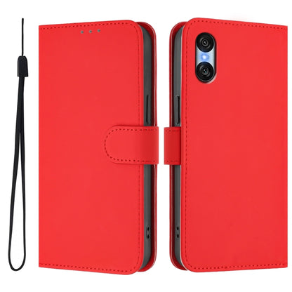 For Sony Xperia 10 VI 2024 Skin Feel Solid Color Leather Phone Case with Lanyard(Red) - Sony Cases by PMC Jewellery | Online Shopping South Africa | PMC Jewellery | Buy Now Pay Later Mobicred