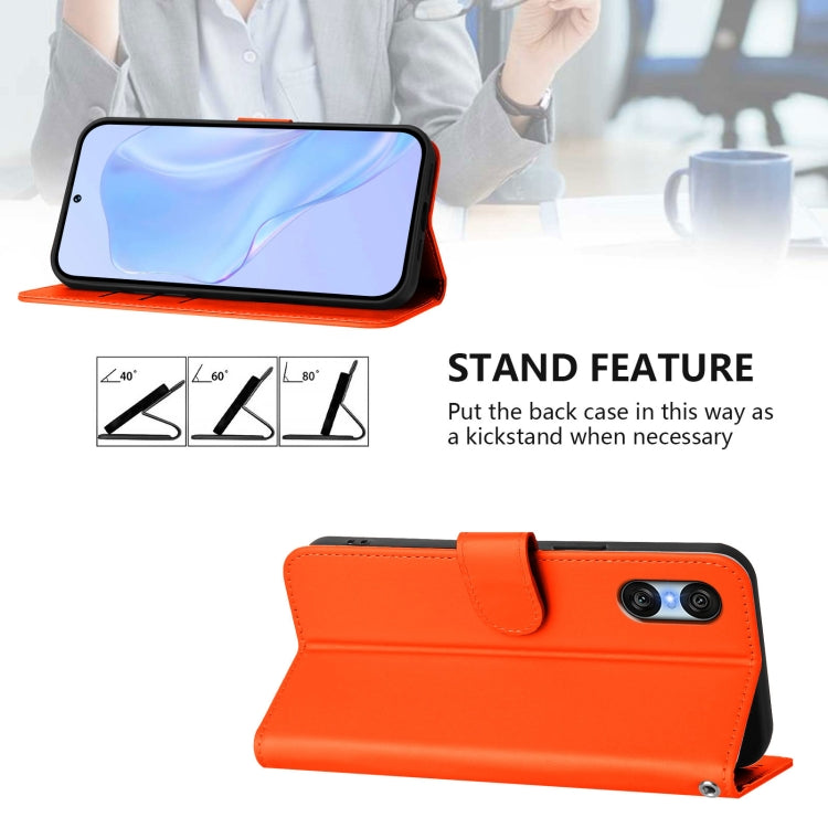 For Sony Xperia 10 VI 2024 Skin Feel Solid Color Leather Phone Case with Lanyard(Orange) - Sony Cases by PMC Jewellery | Online Shopping South Africa | PMC Jewellery | Buy Now Pay Later Mobicred