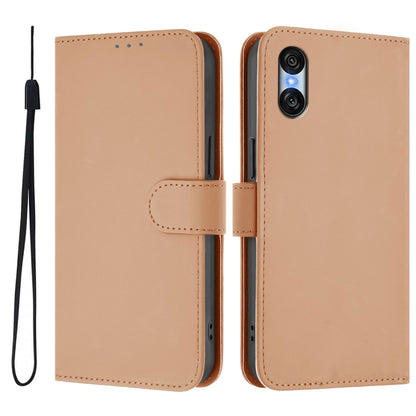 For Sony Xperia 10 VI 2024 Skin Feel Solid Color Leather Phone Case with Lanyard(Nude) - Sony Cases by PMC Jewellery | Online Shopping South Africa | PMC Jewellery | Buy Now Pay Later Mobicred