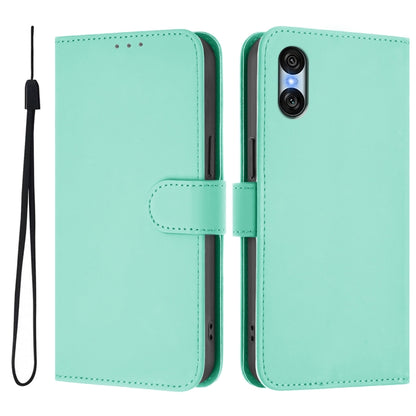 For Sony Xperia 10 VI 2024 Skin Feel Solid Color Leather Phone Case with Lanyard(Mint Green) - Sony Cases by PMC Jewellery | Online Shopping South Africa | PMC Jewellery | Buy Now Pay Later Mobicred