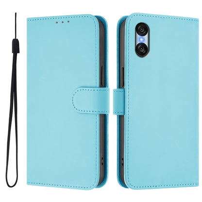 For Sony Xperia 10 VI 2024 Skin Feel Solid Color Leather Phone Case with Lanyard(Sky Blue) - Sony Cases by PMC Jewellery | Online Shopping South Africa | PMC Jewellery | Buy Now Pay Later Mobicred