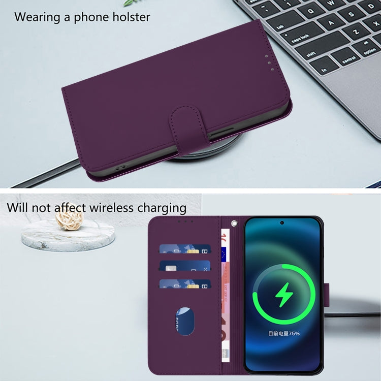 For Sony Xperia 10 VI 2024 Skin Feel Solid Color Leather Phone Case with Lanyard(Violet) - Sony Cases by PMC Jewellery | Online Shopping South Africa | PMC Jewellery | Buy Now Pay Later Mobicred