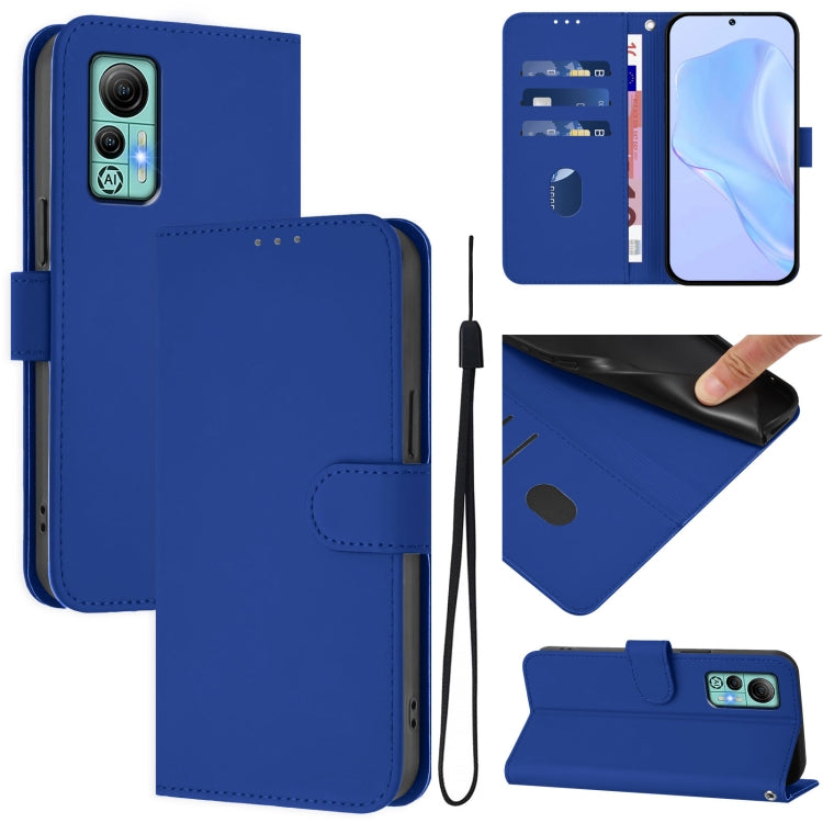 For Ulefone Note 14 Skin Feel Solid Color Leather Phone Case with Lanyard(Dark Blue) - Ulefone Cases by PMC Jewellery | Online Shopping South Africa | PMC Jewellery | Buy Now Pay Later Mobicred