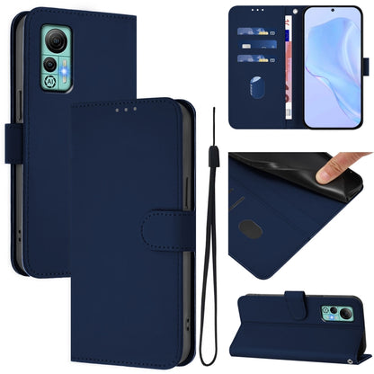 For Ulefone Note 14 Skin Feel Solid Color Leather Phone Case with Lanyard(Navy Blue) - Ulefone Cases by PMC Jewellery | Online Shopping South Africa | PMC Jewellery | Buy Now Pay Later Mobicred