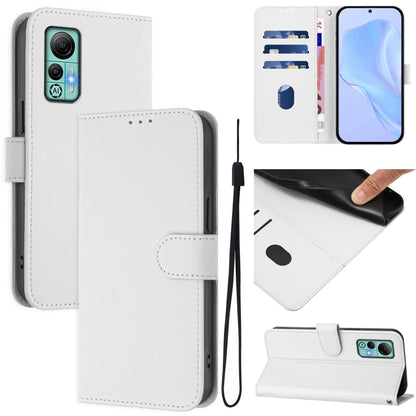 For Ulefone Note 14 Skin Feel Solid Color Leather Phone Case with Lanyard(White) - Ulefone Cases by PMC Jewellery | Online Shopping South Africa | PMC Jewellery | Buy Now Pay Later Mobicred