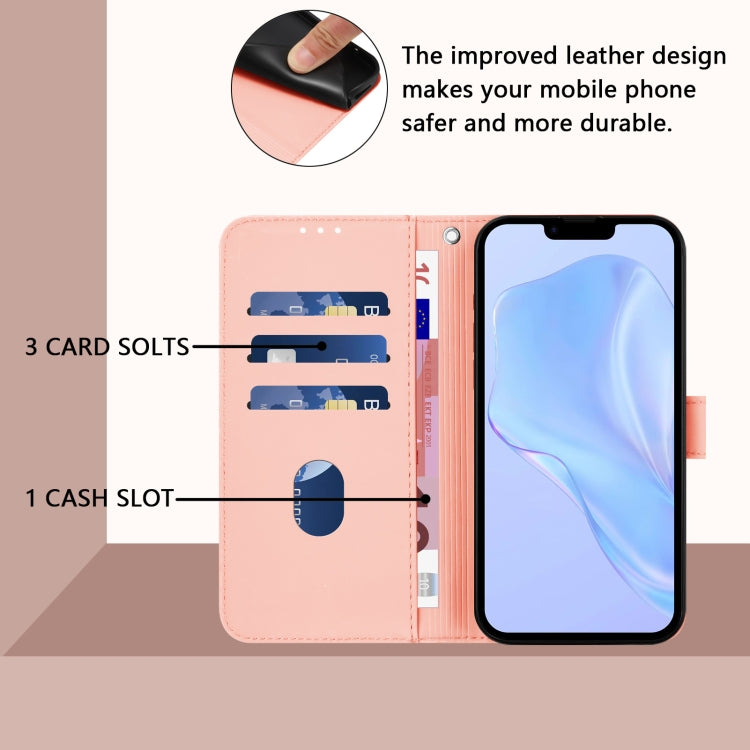 For iPhone 16e Skin Feel Solid Color Leather Phone Case with Lanyard(Pink) - iPhone 16e Cases by PMC TechLife | Online Shopping South Africa | PMC TechLife | Buy Now Pay Later Mobicred