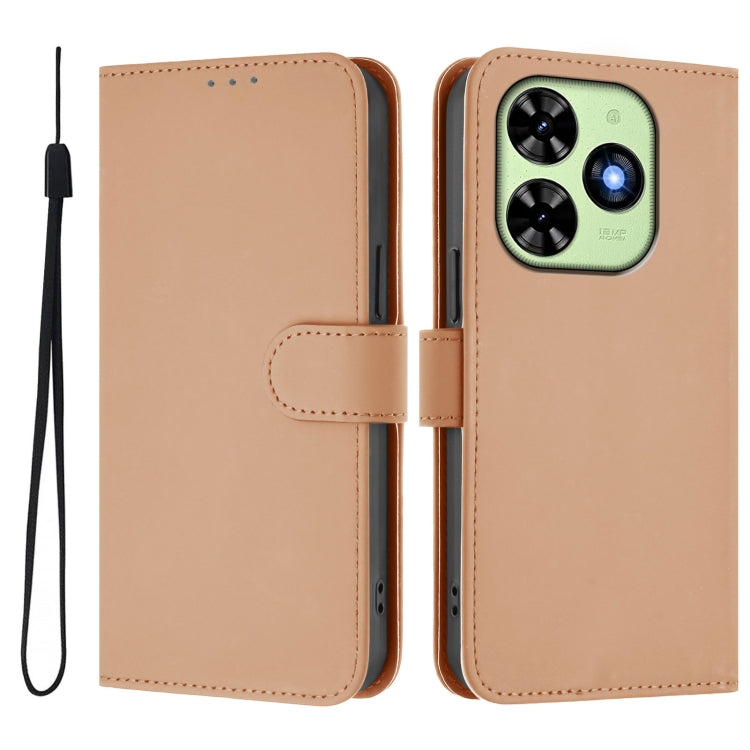 For Tecno Spark Go 2024 4G Skin Feel Solid Color Leather Phone Case with Lanyard(Nude) - Tecno Cases by PMC Jewellery | Online Shopping South Africa | PMC Jewellery | Buy Now Pay Later Mobicred