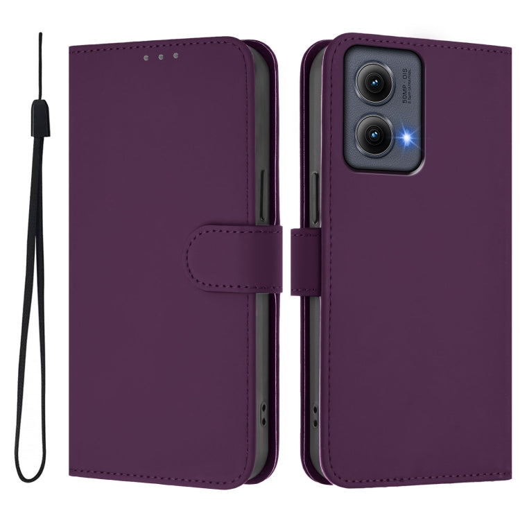 For Motorola Edge 5G 2024 Skin Feel Solid Color Leather Phone Case with Lanyard(Violet) - Motorola Cases by PMC Jewellery | Online Shopping South Africa | PMC Jewellery | Buy Now Pay Later Mobicred