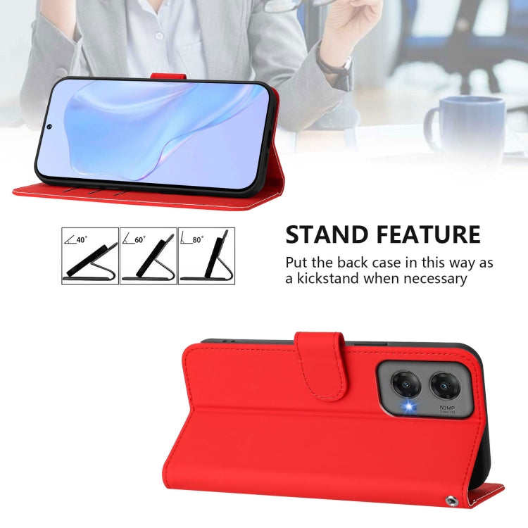 For Motorola Moto G Stylus 5G 2024 Skin Feel Solid Color Leather Phone Case with Lanyard(Red) - Motorola Cases by PMC Jewellery | Online Shopping South Africa | PMC Jewellery | Buy Now Pay Later Mobicred