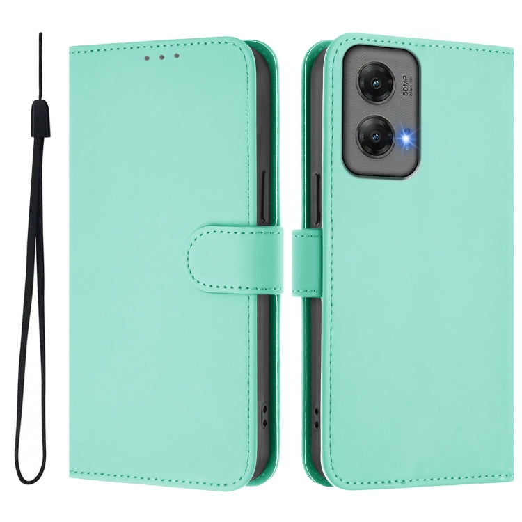 For Motorola Moto G Stylus 5G 2024 Skin Feel Solid Color Leather Phone Case with Lanyard(Mint Green) - Motorola Cases by PMC Jewellery | Online Shopping South Africa | PMC Jewellery | Buy Now Pay Later Mobicred