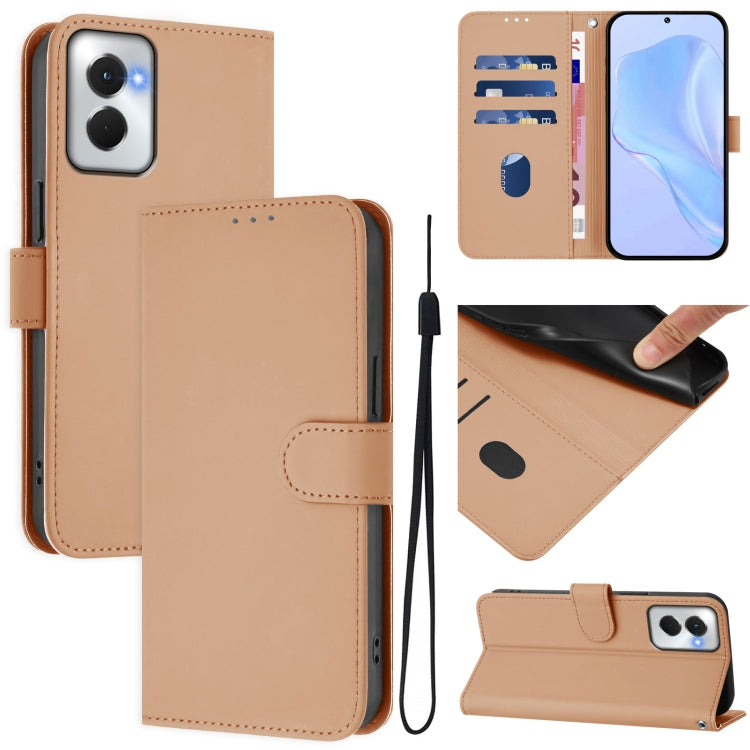 For Motorola Moto G Power 5G 2024 Skin Feel Solid Color Leather Phone Case with Lanyard(Nude) - Motorola Cases by PMC Jewellery | Online Shopping South Africa | PMC Jewellery | Buy Now Pay Later Mobicred