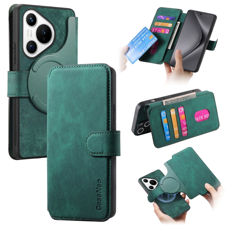 For Huawei Pura 70 CaseNeo MagSafe RFID Anti-theft Retro Leather Phone Case(Green) - Huawei Cases by CaseNeo | Online Shopping South Africa | PMC Jewellery | Buy Now Pay Later Mobicred