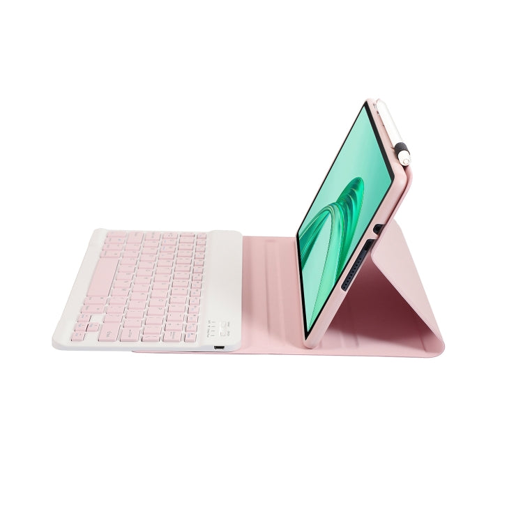 For Honor Pad X8a / X9 2024 AH25 Ultra-thin Detachable Bluetooth Keyboard Leather Tablet Case(Pink White) - Huawei Keyboard by PMC Jewellery | Online Shopping South Africa | PMC Jewellery | Buy Now Pay Later Mobicred