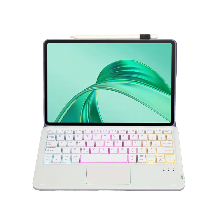 For Honor Pad X8a / X9 2024 AH25-AS Ultra-thin Detachable Backlight Bluetooth Keyboard Leather Tablet Case with Touchpad(Lavender White) - Huawei Keyboard by PMC Jewellery | Online Shopping South Africa | PMC Jewellery | Buy Now Pay Later Mobicred