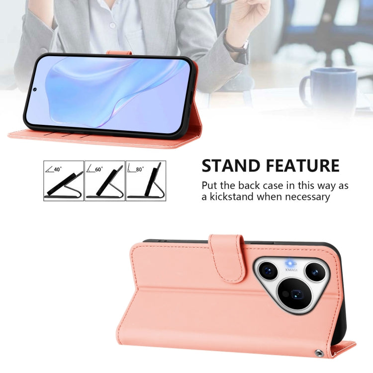 For Huawei Pura 70 Pro / 70 Pro+ Skin Feel Solid Color Leather Phone Case with Lanyard(Pink) - Huawei Cases by PMC Jewellery | Online Shopping South Africa | PMC Jewellery | Buy Now Pay Later Mobicred