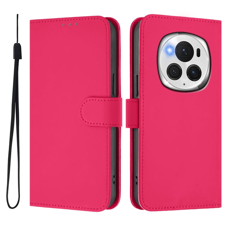 For Honor Magic6 Pro Skin Feel Solid Color Leather Phone Case with Lanyard(Rose Red) - Honor Cases by PMC Jewellery | Online Shopping South Africa | PMC Jewellery | Buy Now Pay Later Mobicred