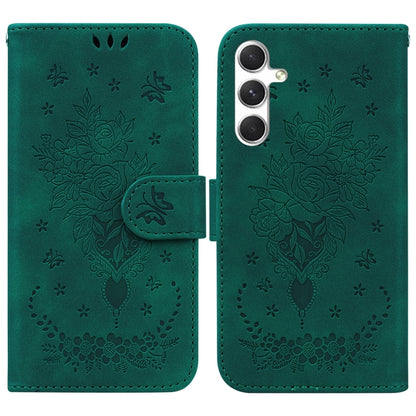 For Samsung Galaxy S25+ 5G Butterfly Rose Embossed Leather Phone Case(Green) - Galaxy S25+ 5G Cases by PMC Jewellery | Online Shopping South Africa | PMC Jewellery | Buy Now Pay Later Mobicred