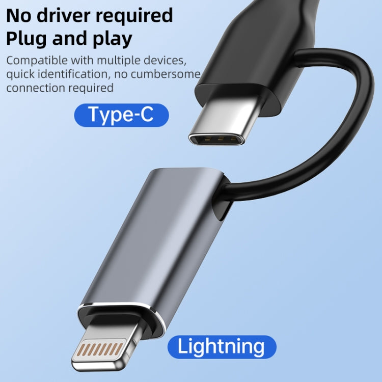 ADS-619 2 in 1 Type-C and 8 Pin to USB 3.0 OTG Adapter(Silver) - OTG Adapter by PMC Jewellery | Online Shopping South Africa | PMC Jewellery | Buy Now Pay Later Mobicred