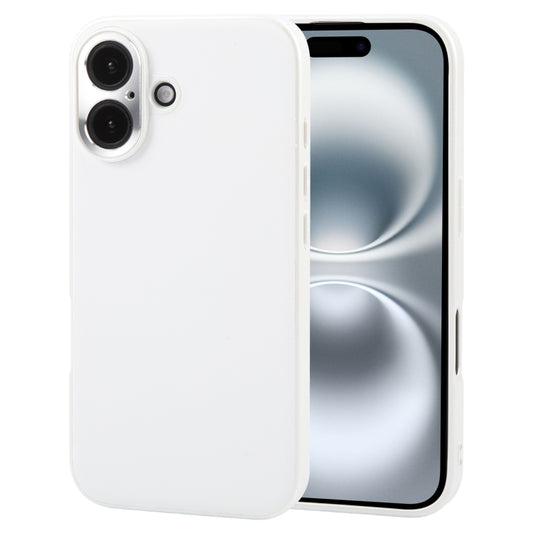 For iPhone 16 GEBEI Plain Leather TPU Hybrid PU Phone Case(White) - iPhone 16 Cases by GEBEI | Online Shopping South Africa | PMC Jewellery | Buy Now Pay Later Mobicred