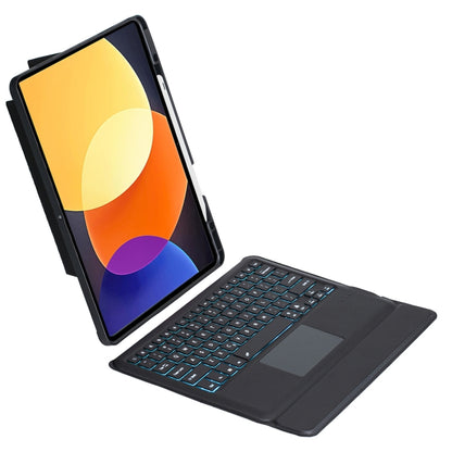 For Xiaomi Pad 5 12.4 Detachable Backlit Bluetooth Keyboard Leather Case with Touchpad(Black) - Others Keyboard by PMC Jewellery | Online Shopping South Africa | PMC Jewellery | Buy Now Pay Later Mobicred