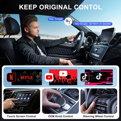 USB Interface Wired to Wireless CarPlay Auto Adapter for Android, Specification:Square(Carbon Fiber) - Bluetooth Adapters by PMC Jewellery | Online Shopping South Africa | PMC Jewellery | Buy Now Pay Later Mobicred