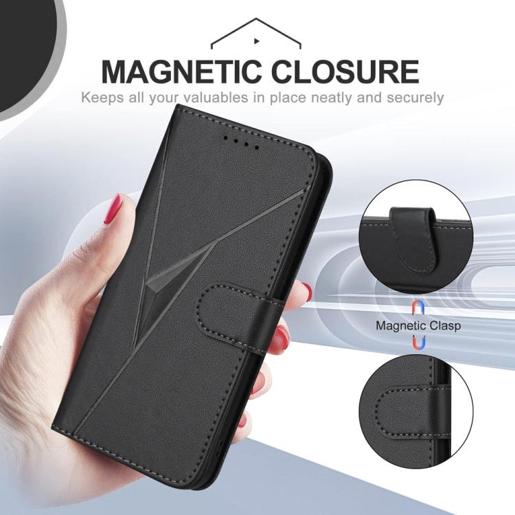 For iPhone 17 Air Triangle Pattern Buckle Clasp Leather Phone Case(Black) - free shipping - PMc TechLife - Order now!
